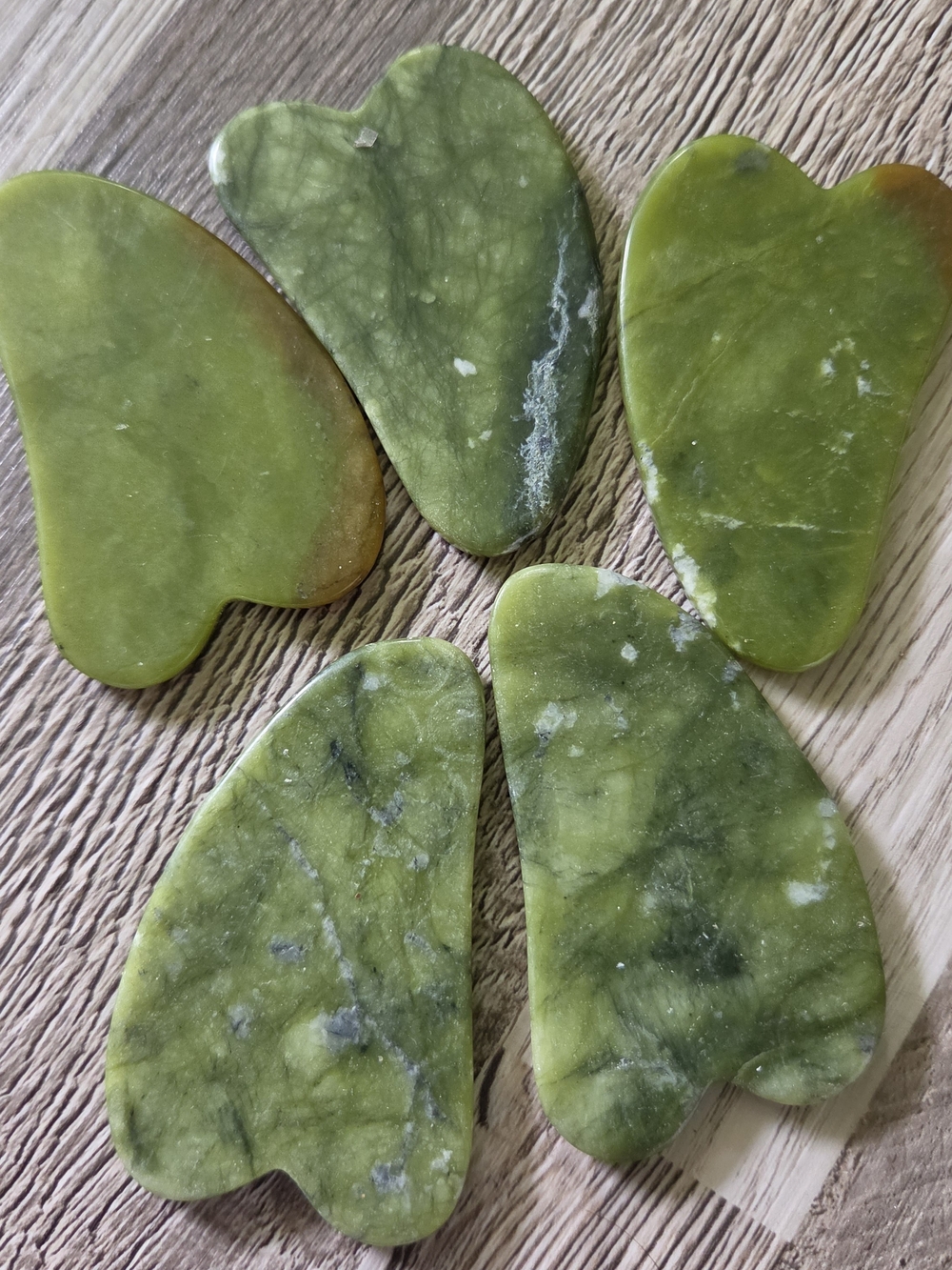 Lot Of 5 Natural Green Jade Gua Sha Facial Massage Tools Self Care Gift Set